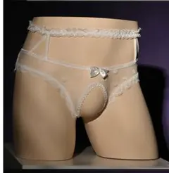 ♤新品♡【メンズレースショーツ】透け感　ホワイト　オープンクロッチ　男女兼用