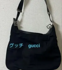 GUCCI グッチ ショルダーバッグ ナイロン ブラック レザー
