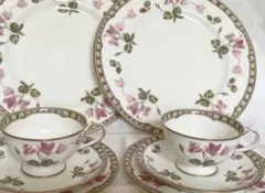 ノリタケのシクラメンタッチ カップ&ソーサー ケーキ皿 大きな皿 各2個のセット ノリタケのシクラメンタッチ カップ&ソーサー ケーキ皿 大きな皿 各2個
