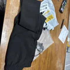 カジュアル 黒 ポリエステルパンツ