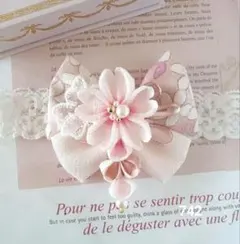 742初節句ひな祭りつまみ細工のベビーヘアバンド100日祝いお宮参り　お食い初め