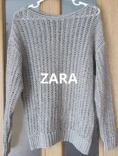 ZARA ザラ スパンコール付き 透かし編みニット 長袖 M