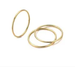 ゴールドリング 4個セット 14K イエローゴールドリング 1mm 7号