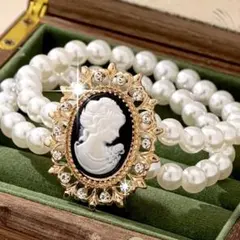 カメオラインストーンブレスレット★︎パールブレスレット★ビジューブレスレット　腕輪