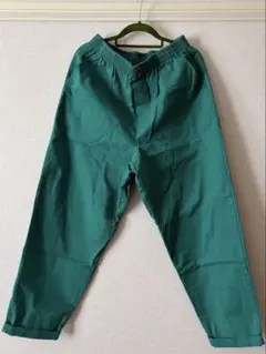 グリーン ワイドパンツ ウエストゴム