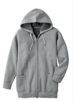 新品　暖か裏ボアロングパーカー　グレー　3L フード付き