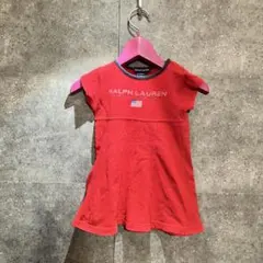 【Ralph Lauren】ベビー ワンピース 6-12m 赤 ロゴ 半袖