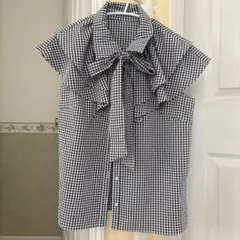 INGNI ギンガムチェック フリル ノースリブラウス