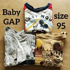 【まとめ売り】ベビーギャップ　長袖Tシャツ　ミッキー　消防車　3枚　男の子　秋冬