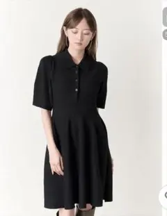 snidel ワンピース　ストラクチャードニットポロワンピ ブラック