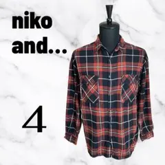 【ニコアンド】フランネルタータンチェックシャツ　コットン　レッド　XLのサムネイル