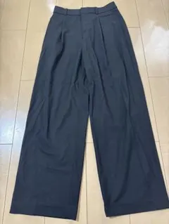 美品UNIQLOユニクロ タックワイドパンツ　ブラック　黒　M 股下70