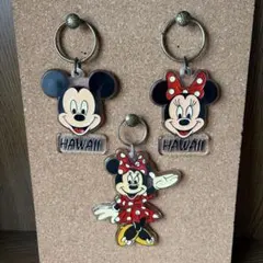 【希少/当時物】ディズニー レトロ キーホルダー 3点 ミッキー ミニー ハワイ