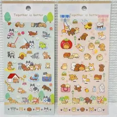 セリア　シナプスジャパン クリア　いぬ　お散歩イラスト 2種セットのサムネイル
