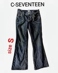 【美脚】C-SEVENTEEN ベルボトム S 濃紺 y2k エドウィン　管フ