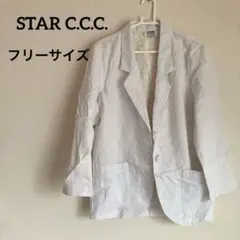 ホワイト ブレザー STAR C.C.C.【フリーサイズ】レディース古着