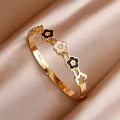 フラワーモチーフ バングル ゴールド シルバー ローズゴールド