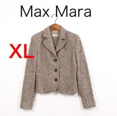 J749◾️マックスマーラ　シルクウールツイードジャケット 44 大きいサイズ