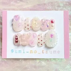現品あり　ネイルチップ　ガーリー　うるうる　ピンク　ガーリー　推し活　個性派