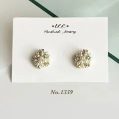 1339★つぶつぶパール×ストーン　小ぶり　小粒　ハンドメイドピアス　イヤリング