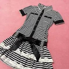 ★美品！TRALA LAトゥララ★ボーダー柄ティアードミニワンピース★リズリサのサムネイル
