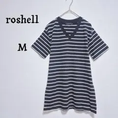 roshell　ロシェル【美品】Tシャツ　ボーダー　Vネック　ブラック　M