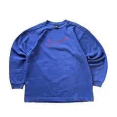 90s NIKE ナイキ　ロゴ刺繍 スウェット　 スウォッシュ　ブルー