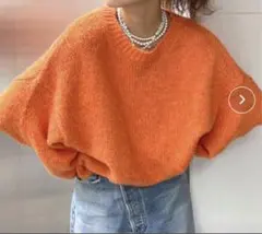 Ungrid オレンジ クロップド　カラーモヘア混ルーズニット