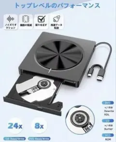 CD DVD ドライブ 外付け 光学ドライブ 超高速データ入出力　パソコン　静音