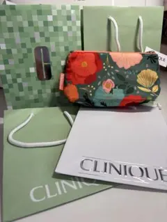 CLINIQUE 花柄ポーチ　ショッパー4枚