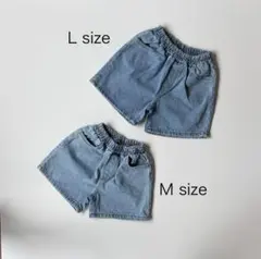 韓国子供服　ショートパンツ　ライトブルーMLサイズ