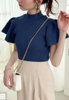 GRL フレアスリーブハイネックニットトップス ブルー[an1224]