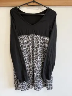 LIP SERVICE リップサービス レオパード切替 チュニック ミニワンピ