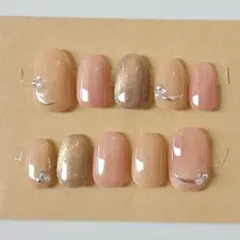 ピンクベージュ マグネット ちゅるん シンプル 大人可愛い オフィスネイルチップ
