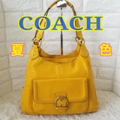 COACH／コーチ／ソーホー金具／夏色イエロー／ショルダーバッグ／台形／総レザー