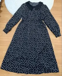 （美品）しまむら☆黒☆花柄☆ワンピース