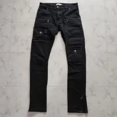 バルマンオム 15SS バイカー ダブルジップ カーゴパンツ 29 ブラック 