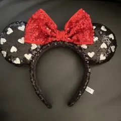 ミニーマウスカチューシャ ハートスパンコール黒