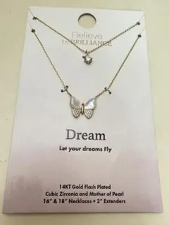 蝶々　14k gold plated ネックレス　2種類付き　プレゼント向け