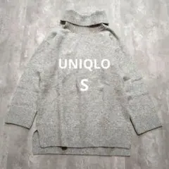 ユニクロ タートルネックニット グレー S ハイネック セーター シンプル