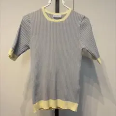 URBAN RESEARCH リブ サマーニット 半袖 グレー×イエロー