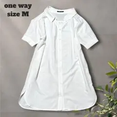 ワンウェイ 半袖シャツワンピース【M】抜き襟 薄手 夏服 ゆったり 体型カバー