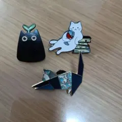 猫のユニークデザイン ピンバッジ 3個セット