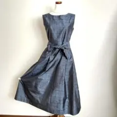 ★着物リメイク 大島紬　正絹　★ロングワンピース　ノースリーブ　一点物