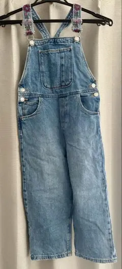【ZARA KIDS】デニムオーバーオール 花柄刺繍ストラップ　110cm