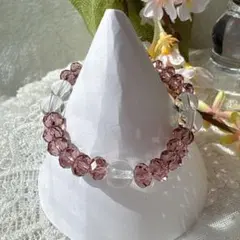 ボタンカットビーズ　ブレスレッド　ブドウ色　18cm 紫　パープル