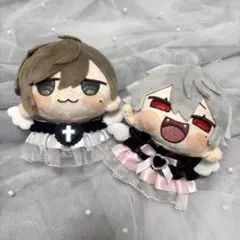 10~16cmぬい服 黒×ピンク フリルドレス にじぱぺ にじぬい着用◎