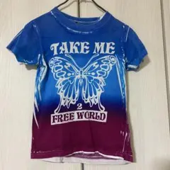 HIPPY HAPPY YUPPY BOOグラデーション蝶デザインTシャツのサムネイル
