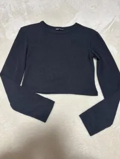 ZARA ロングスリーブ クロップドトップス ブラックのサムネイル