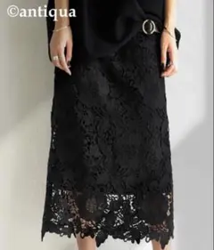 【新品】antiqua アンティカ　花柄レーススカートのサムネイル